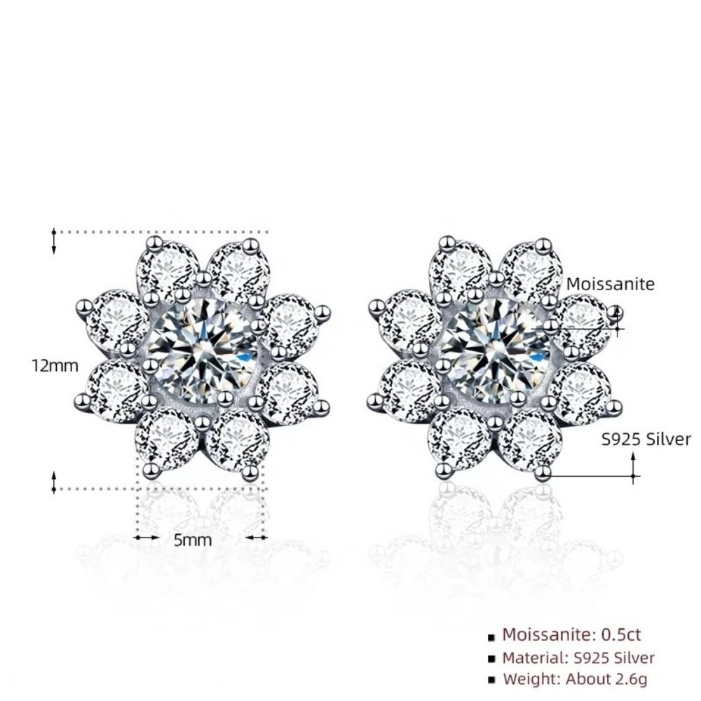 Certified 1ct. t.w. Diamond Flower Earrings 18k White Gold over Italy Silver - Picture 5 of 16
